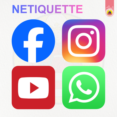 Social Media Kachel mit Symbolen diverser Plattformen als Symbolbild für eine Netiquette.